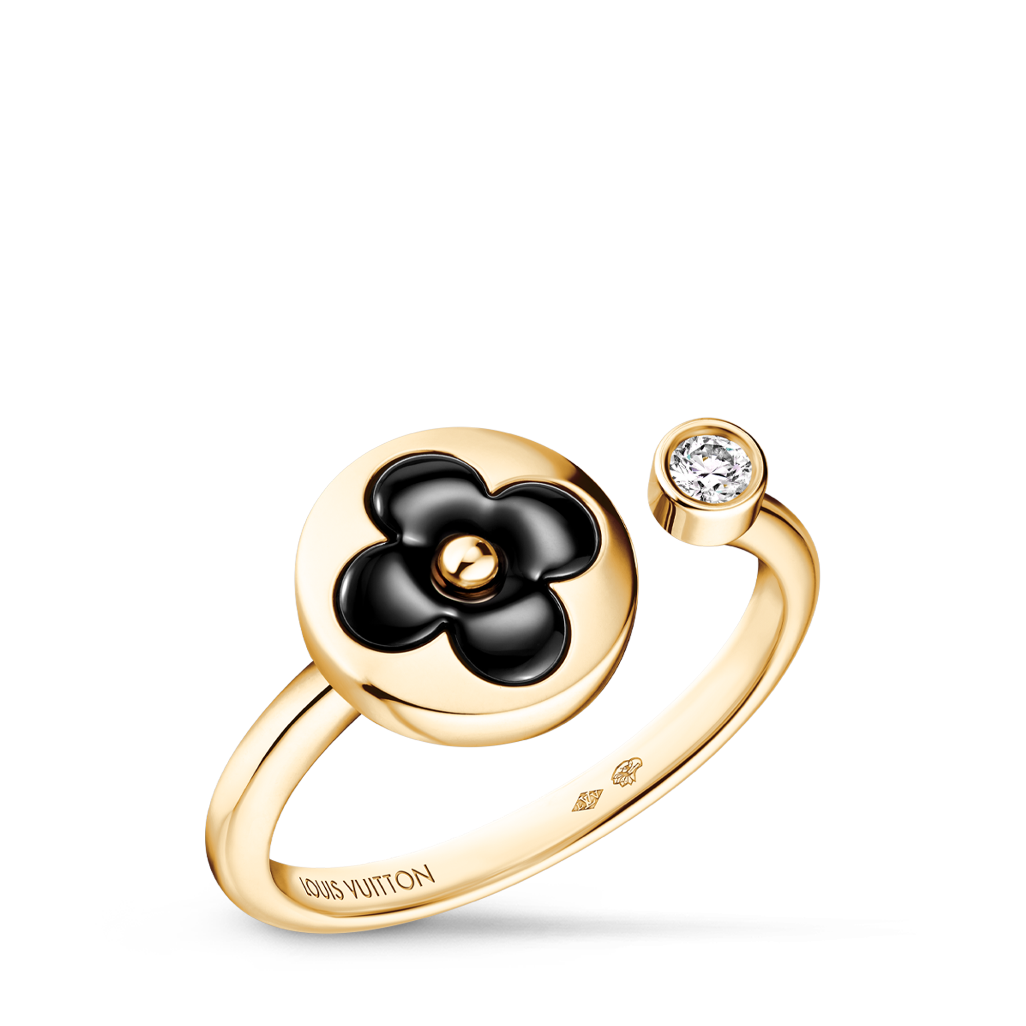 Color Blossom Mini Sun Ring, Yellow Gold, Onyx and Diamond  in Jewellery's Categories Rings collections by Louis Vuitton (Product zoom)